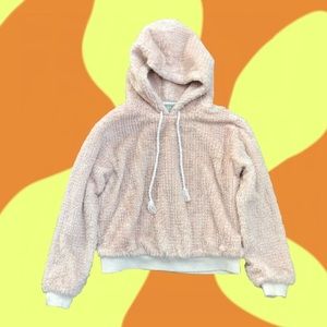 Anthropologie pink fleecey hoodie womens size s